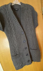 Maglione cardigan Express grigio taglia M misto lana merino cappuccio manica bottoni - Foto 1 di 5