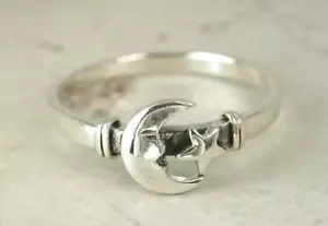 UNIQUE STERLING SILVER STAR and MOON RING size 10 style# r0454 - Picture 1 of 1