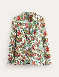 BNWT Boden Marylebone Linen Blazer Jacket Sz UK 12 Ivory Multi Paisley - Picture 1 of 7