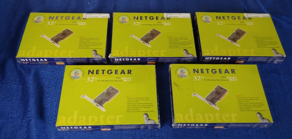 Lot of 5 NETGEAR FA311 PCI Adapters-BRAND NEW - Image 1 of 4