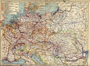 1904 = FERROVIE IN MITTELEUROPA Treni = Antica Mappa = OLD MAP - Picture 1 of 1