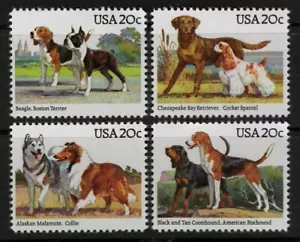 US 1984 #2098-2101 Dogs 20c Set of 4 Single Stamps Mint NH MNH - Picture 1 of 2
