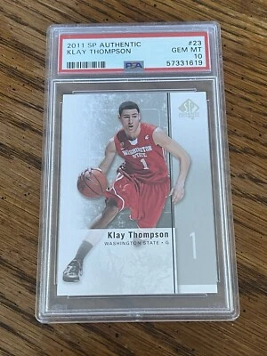 Tarjeta de novato 2011-12 SP auténtica #23 Klay Thompson PSA 10 gemas como nueva Warriors Foto 1 de 4