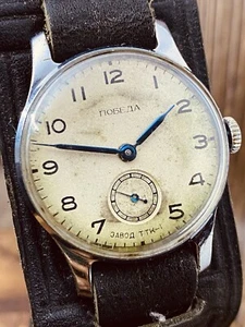 RARE Men's Wristwatch POBEDA 1953 TTK 1 Mechanical Watch 2602 SOVIET/USSR #6795 - Picture 1 of 21