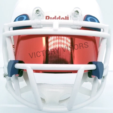 Mini Size Red and Navy/Sky Football Helmet Visor w/clips *(Flat Style)* Cover
