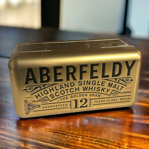 Aberfeldy Highland Scotch Whisky Golden Dram 12 Yrs Gold Tin Man Cave Prop EMPTY