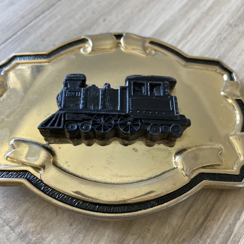 Hebilla de cinturón locomotora de vapor tren ferrocarril vintage hecha en EE. UU. Foto 1 de 4