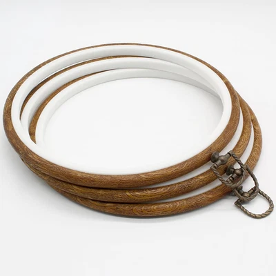 3Pcs 9 Inch round Embroidery Hoops Imitated Wood Cross Stitch Hoop, Circle Displ - Image 1 of 4