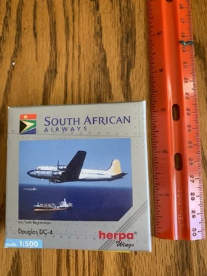 HerpaSouth African Airways Douglas DC-4 Diecast 1:500 Foto 1 de 3