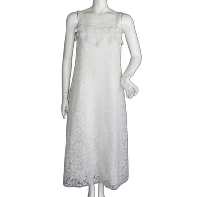 JESSICA MCCLINTOCK Dress, XS/S, White Lace, Maxi, Spaghetti Straps, Vintage - Image 1 of 4