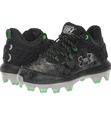 Under Armour Youth Boys Harper 8 TPU  Baseball Cleats Black/Green Sz 1Y - Image 1 of 4