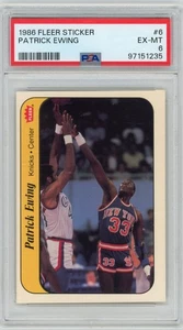 1986 Fleer Sticker #6 Patrick Ewing RC Knicks Hof PSA 6 - Bild 1 von 2