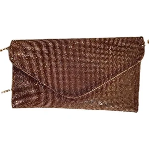 Aldo Rhinestone purse color Champagne Crossbody Clutch Wristlet - Picture 1 of 13