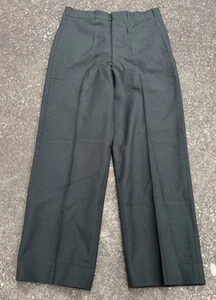 Vintage 60s Men’s Military Green Flat Front Serge Wool Pants Serval Zipper 29x28 - Picture 1 of 18