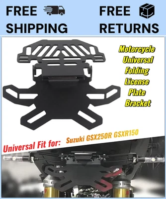 Foldable License Plate Frame Bracket Mount Holder Fit for Suzuki GSX250R GSXR150 - Image 1 of 4