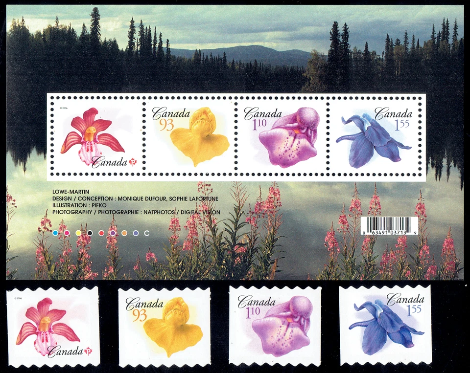 CANADA - 2006 - FLOWERS S/S of 4 & Die Cut S/A - Sc 2187, 2194-2197 MNH CV ~$13 - Image 1 of 1