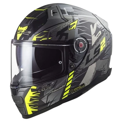 LS2 Helmets Full Face Citation II Techbot Matte Titanium HiVis Yellow -XL- NEW - Image 1 of 2