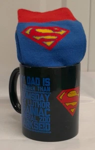 New DC Comics SUPERMAN Dad Ceramic Mug & Mens Socks (Size 7-11) Boxed Gift Set  - Picture 1 of 4