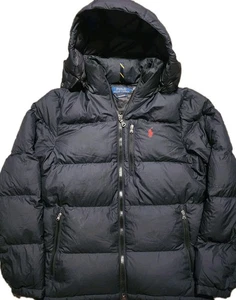 Polo Ralph Lauren Mens Gorham Down Jacket Black Small 650 Fill Hood Performance - Picture 1 of 10