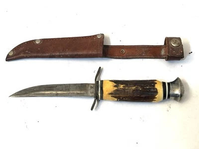 Voos Schlieper Fist & Arrows Fixed Blade Knife Solingen Germany Sheath Antler - Image 1 of 4