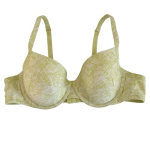 Cacique  Cotton T Shirt Bra Plus Size 44B Tropical Palm Print  spring Green - Picture 1 of 8