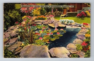Birmingham AL-Alabama, Beautiful Rock Garden & Pool, Antique Vintage Postcard - Picture 1 of 2