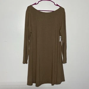 Old Navy Damen braun Swing Kleid Gr. L Langarm U-Ausschnitt hinten weicher Strick Neu mit Etikett - Bild 1 von 6