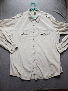 Vintage LL Bean Shirt Mens XL Beige Freeport Maine Safari Trail Utility Button - Picture 1 of 16