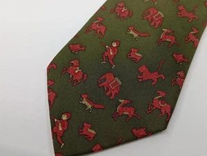 Hermes Seidenkrawatte 963 IA Chasse en Inde Muster grün ohne Karton gebraucht. - Bild 1 von 7