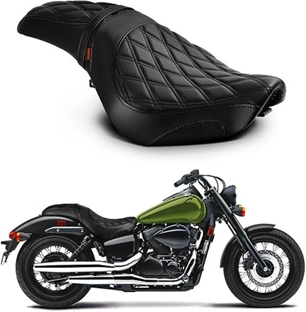 Assento de motociclista passageiro preto ajuste diamante Honda Shadow VT750 C2 07-24 - Imagem 1 de 4