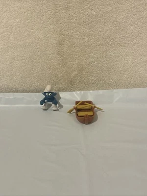 Vintage Schleich Super Smurf Rowboat Figure #6729 Peyo FREE SHIP - Image 1 of 4