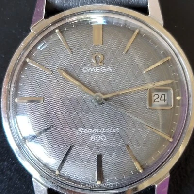RELOJ OMEGA SEAMASTER 600 VINTAGE ORIGINAL DE FÁBRICA ESFERA DE LINO GRIS PARA HOMBRES 136.011 Foto 1 de 4