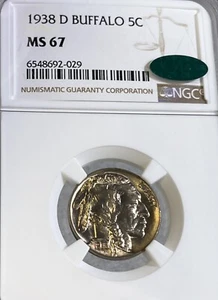1938-D NGC/CAC MS67 Buffalo Nickel - Picture 1 of 10