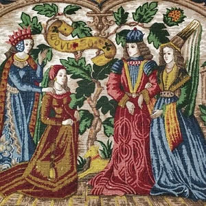 Middle Ages Style Framed Tapestry Woven Art Castle Gothic Medieval Textile - Picture 1 of 11