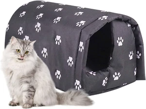 Stray Cats Shelter, Waterproof Outdoor Cat House Foldable Warm Pet Cave for Wint - Picture 1 of 12