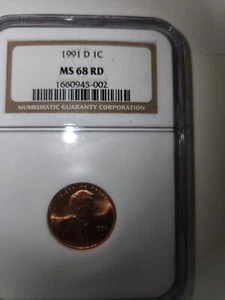 1991D Lincoln Cent NGC MS68 - Picture 1 of 3