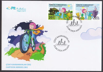 TURKEY - 2024 CARTOON HEROES - CHILDREN'S DAY - FDC - Image 1 of 4