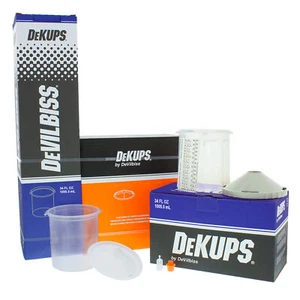 DeVILBISS DeKUPS 34 oz STARTER SET KIT Nueva pistola de pintura HVLP desechable Tazas - Imagen 1 de 4