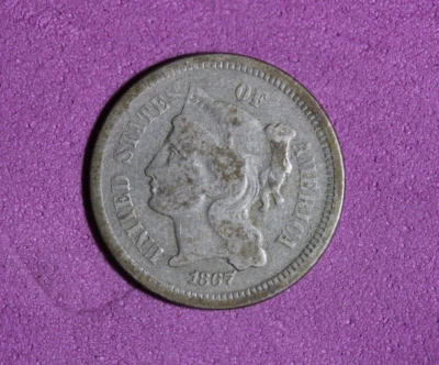1867- III Three cent nickel -#P20156 - Image 1 of 2
