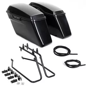 For Harley Softail Fatboy Hard Saddlebags Saddle Bags Black Conversion Brackets - Picture 1 of 14
