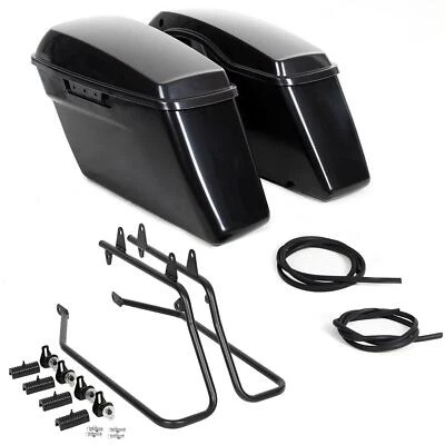For Harley Softail Fatboy Hard Saddlebag Saddle Bags Black Conversion Brackets - Image 1 of 4