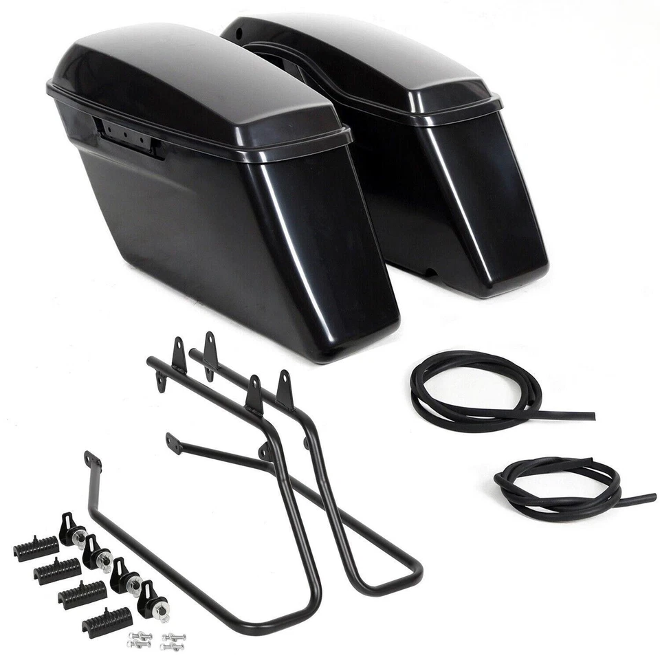 For Harley Softail Fatboy Hard Saddlebag Saddle Bags Black Conversion Brackets - Image 1 of 4