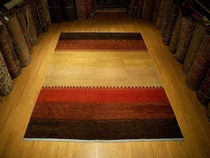 8 x 11 Hand Knotted Afghan Rug_Modern Design_Vegetable Dyes Wool_Thick Soft Pile - Picture 1 of 12