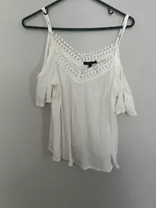 Forever 21 Off The Shoulder White Top Blouse Small New With Tags - Picture 1 of 10