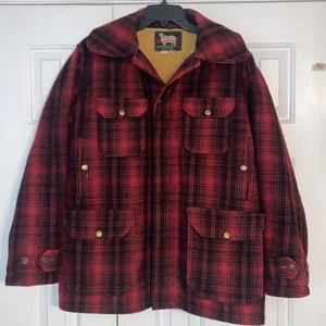 Vintage 1950s Woolrich Men's Hunting Jacket Wool Mackinaw Buffalo Plaid Coat 40 - Picture 1 of 20