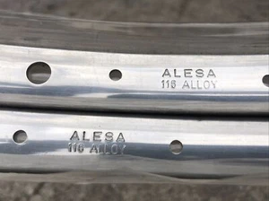 2 Cerchi Bicicletta NOS ALESA 27""x1 1/4 36h Vintage Alluminio Lucidato - Foto 1 di 12