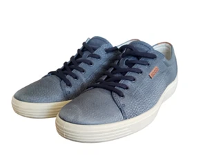 Ecco Soft 7 Marine Perforated Navy Low Top Sneakers Blue Leather Men's Size 13 - Picture 1 of 11