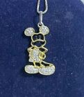 1.00Ct Round Cut Real Moissanite Mickey Mouse Pendant 14k Yellow Gold Plated