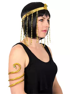 Cleopatra Egyptian Asp Headband Bracelet Gold 2pc Halloween Women Costume Acc... - Picture 1 of 2