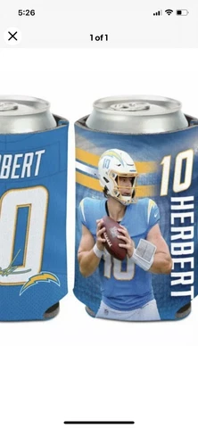 JUSTIN HERBERT 🔥LOS ANGELES CHARGERS🔥 CAN BOTTLE COOZIE COOLER KOOZIE HOLDER Cover